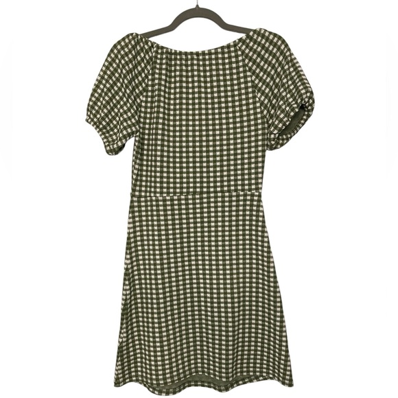 Madewell Jacquard Puff Sleeve Mini Dress‎ Green Gingham Check XS Cottagecore - Picture 6 of 11